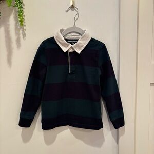 Tommy Bahama Toddler Boys Rugby Long Sleeve Navy Green Striped Shirts Size XS 4